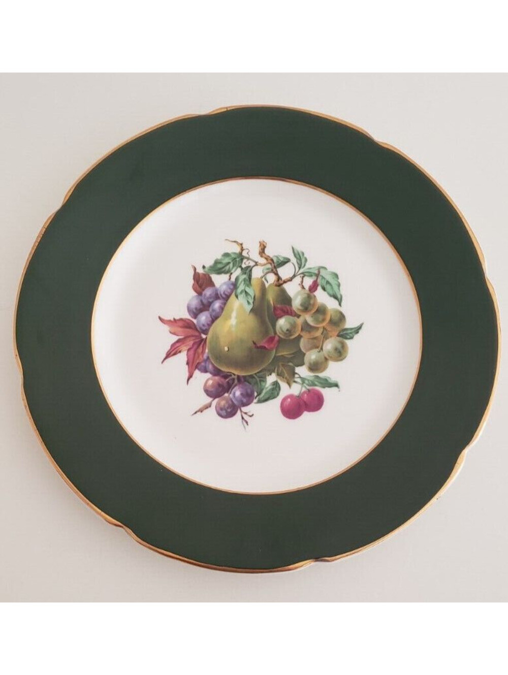 VTG Royal Grafton Fine Bone China Salad Plate England Fruit Green Gold Trim